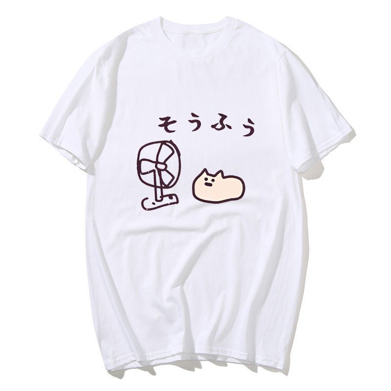 Áo sơ mi cotton tay ngắn phong cách Nhật Bản ngộ nghĩnh, mát mẻ cho dạo phố mùa hè