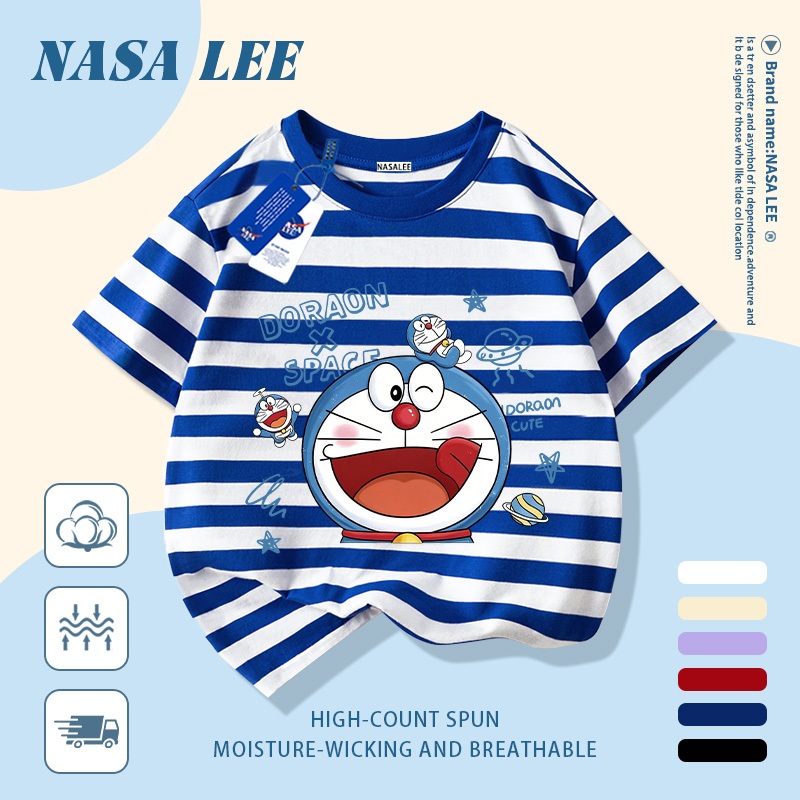 🚀Xu hướng hot 2026🚀 Áo thun trẻ em họa tiết Doraemon phong cách NASA 100% cotton Unisex Giao hàng ngay