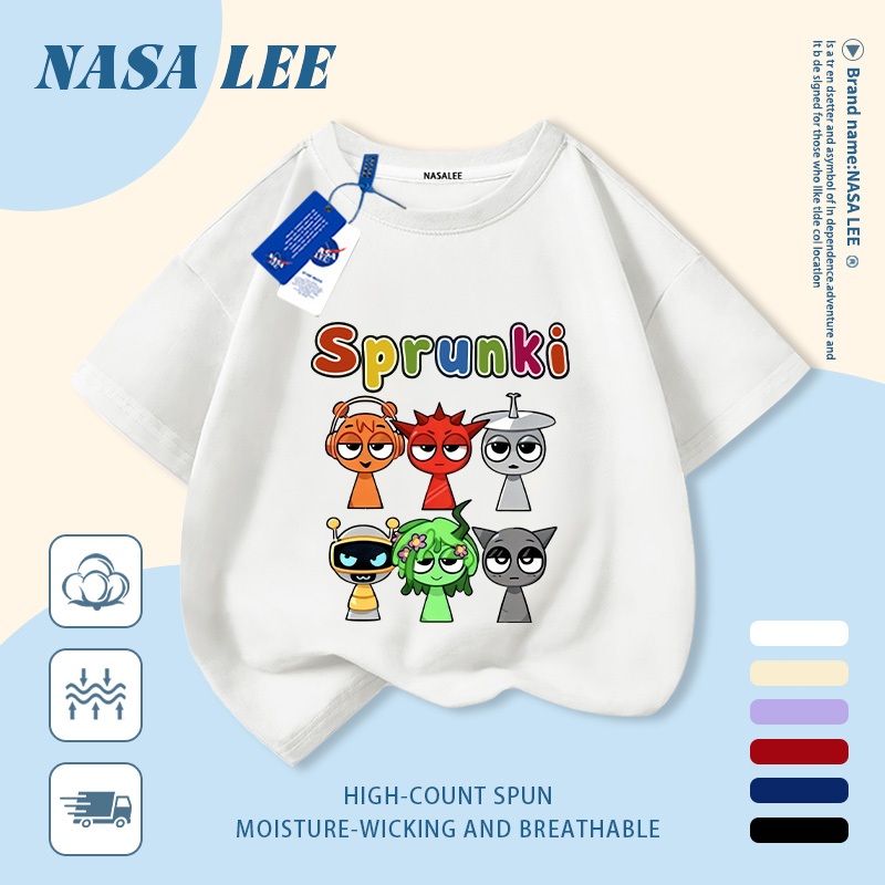 🚀Xu hướng hot 2026🚀 Áo thun trẻ em họa tiết hộp nhịp điệu phong cách NASA 100% cotton Unisex Giao hàng ngay
