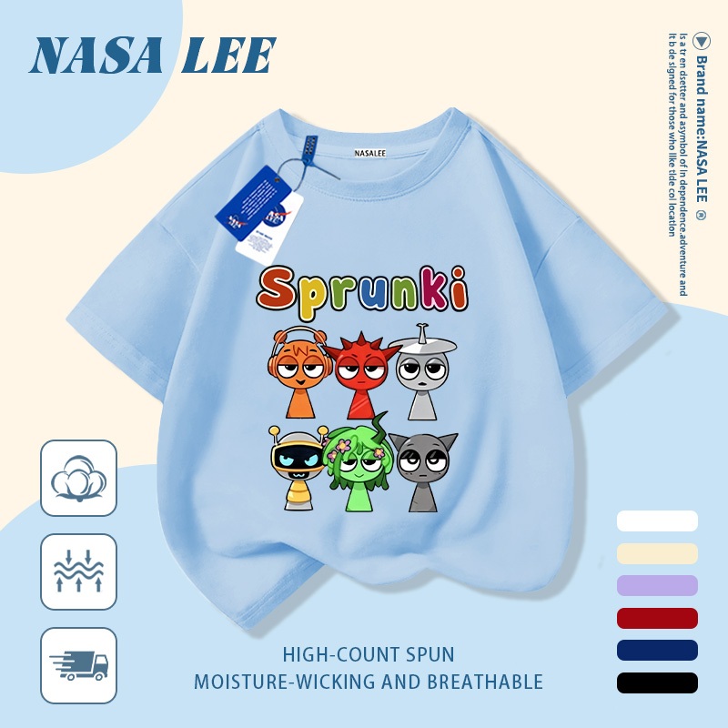 🚀Xu hướng hot 2026🚀 Áo thun trẻ em họa tiết hộp nhịp điệu phong cách NASA 100% cotton Unisex Giao hàng ngay