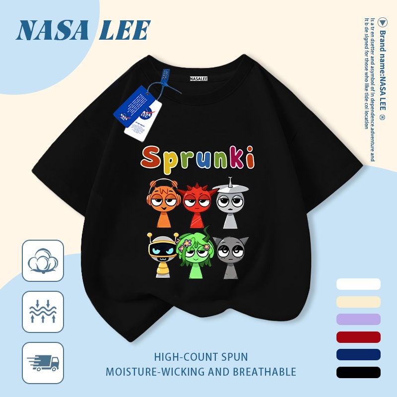 🚀Xu hướng hot 2026🚀 Áo thun trẻ em họa tiết hộp nhịp điệu phong cách NASA 100% cotton Unisex Giao hàng ngay