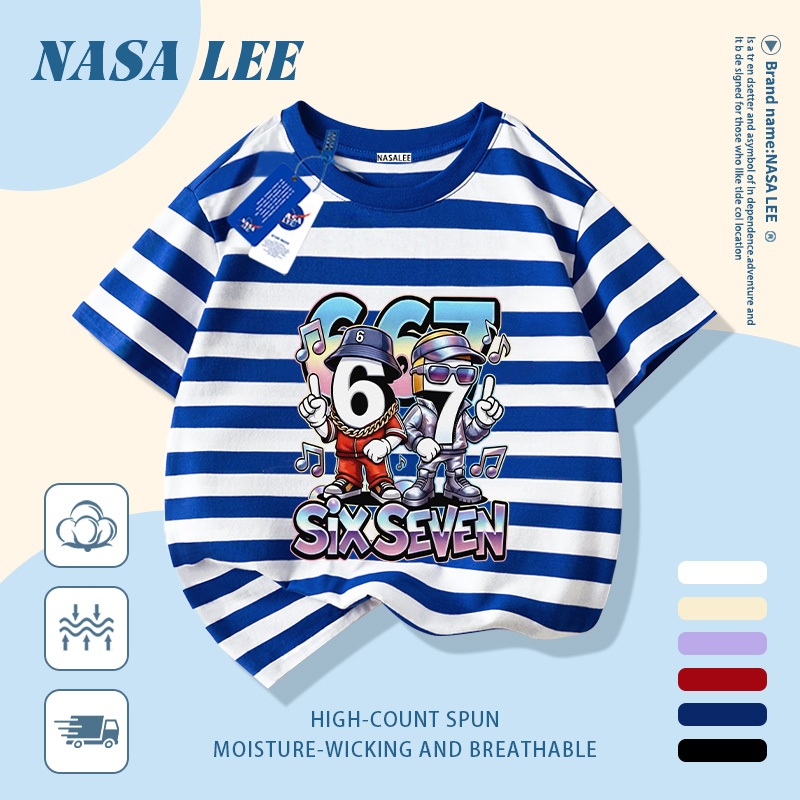 🚀Xu hướng hot 2026🚀 Áo thun trẻ em họa tiết bộ số sáu bảy phong cách NASA 100% cotton Unisex Giao hàng ngay