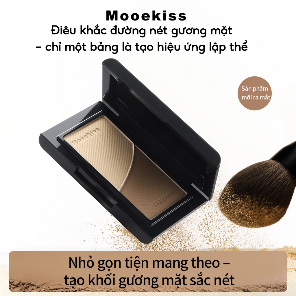 Bảng trang điểm tạo khối mooekiss hai màu, bóng mũi, bóng cạnh, mờ, highlight làm sáng, bảng tạo khối và highlight tích hợp