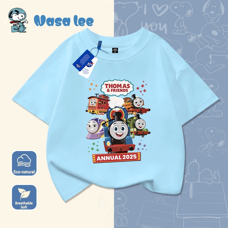 Áo thun tay ngắn trẻ em Thomas Tàu hỏa Mẫu mới mùa hè Áo cotton bé trai Áo học sinh em bé