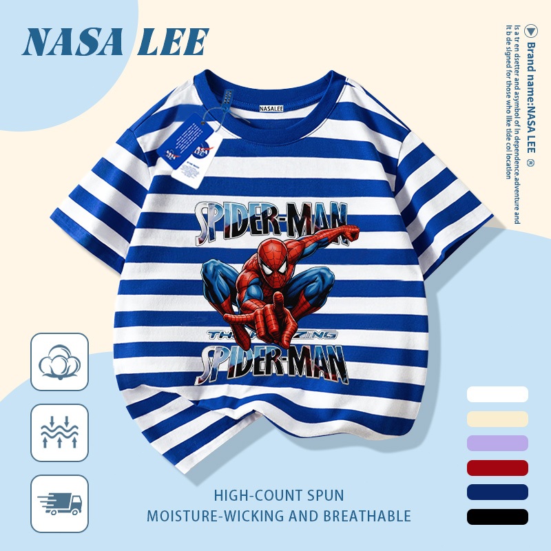 🚀Xu hướng hot 2026🚀 Áo thun trẻ em họa tiết Spider-Man phong cách NASA 100% cotton Unisex Giao hàng ngay