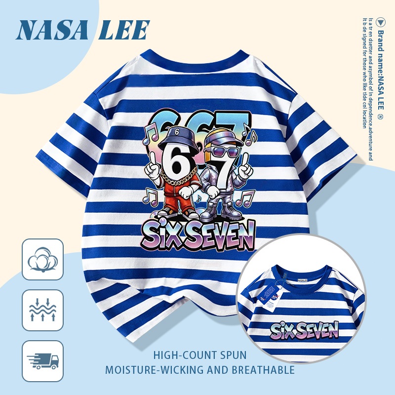 🚀Xu hướng hot 2026🚀 Áo thun trẻ em họa tiết bộ số sáu bảy phong cách NASA 100% cotton Unisex Giao hàng ngay