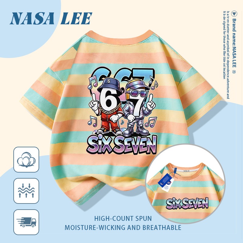 🚀Xu hướng hot 2026🚀 Áo thun trẻ em họa tiết bộ số sáu bảy phong cách NASA 100% cotton Unisex Giao hàng ngay