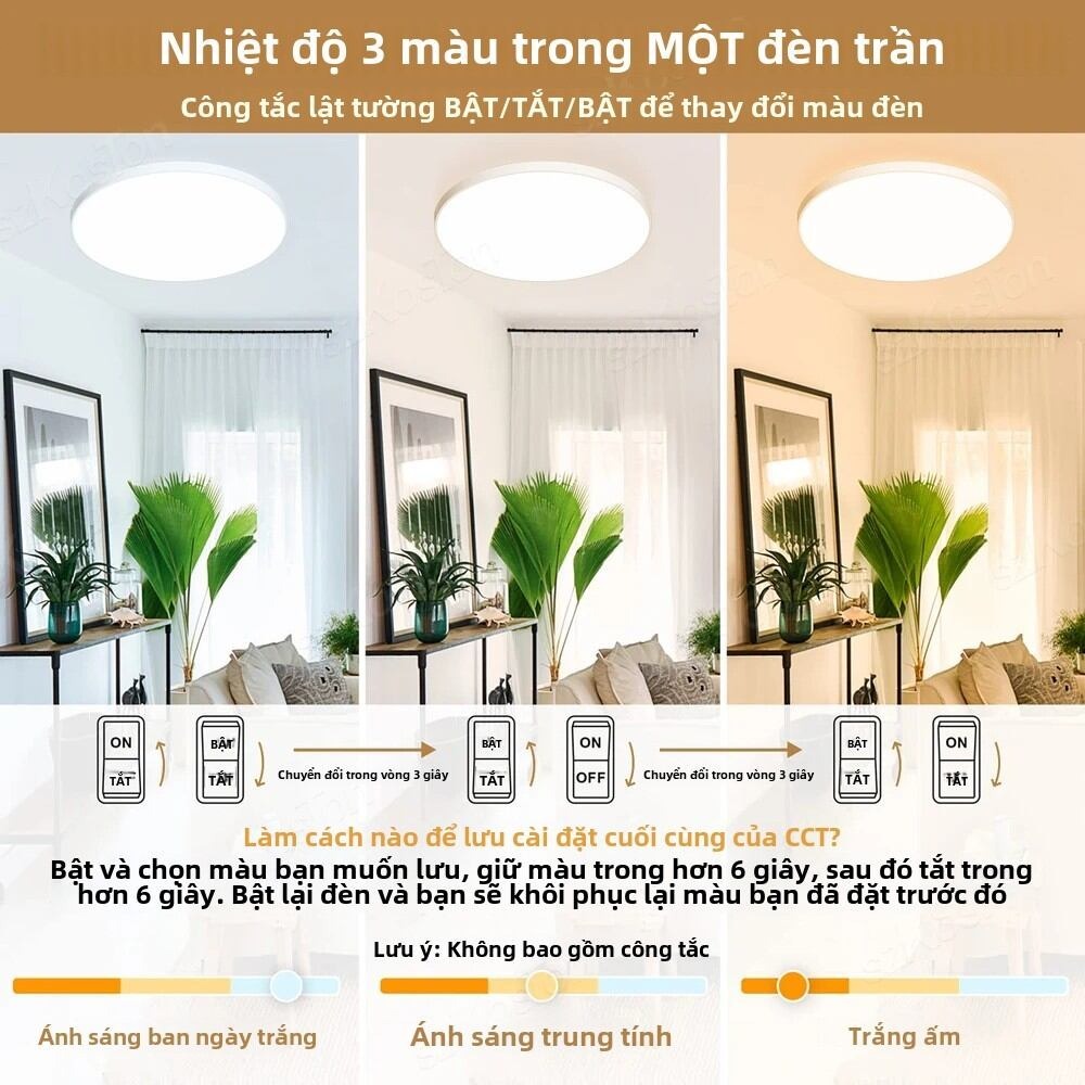 đèn trang trí phòng ngủ Có Kèm Điều Khiển Từ Xa 3 màu Có thể điều chỉnh độ sáng một cách thông minh /Siêu Mỏng Hình Tròn chống ẩm đèn trần phòng ngủ phòng khách