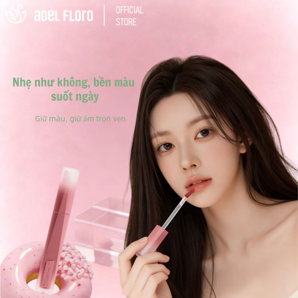 【Adel Floro】Son Lì Nhung | Chất nhung mịn, Lì mượt, Lâu trôi, Đầu cọ đặc biệt, Dưỡng ẩm hoạt tính