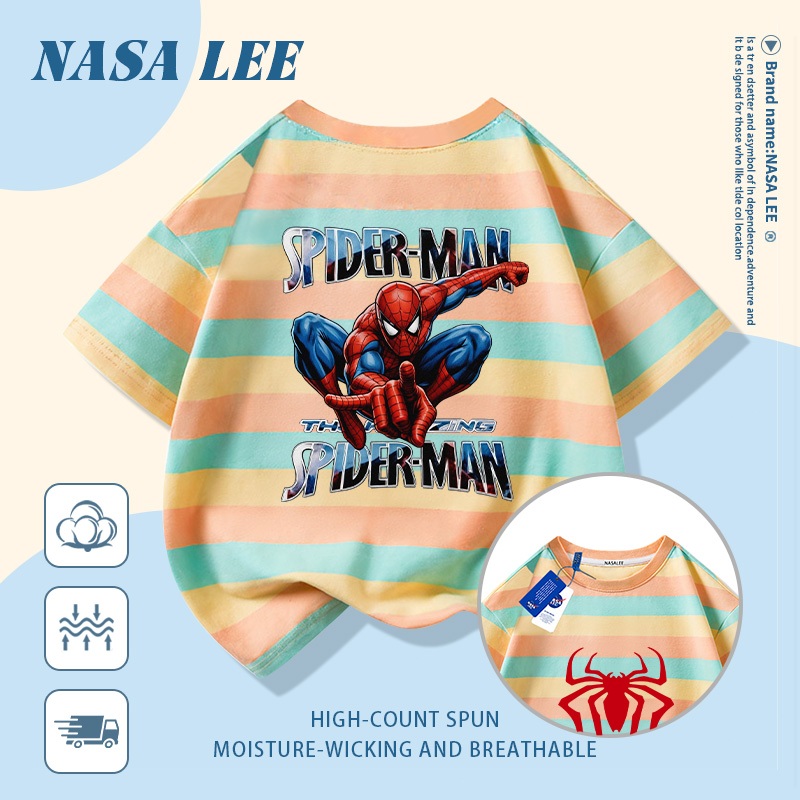 🚀Xu hướng hot 2026🚀 Áo thun trẻ em họa tiết Spider-Man phong cách NASA 100% cotton Unisex Giao hàng ngay