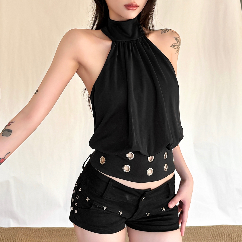 CuteNew Áo Vest Off Shoulder Gợi Cảm, Dáng Hình Eo Rỗng, Phong Cách Vintage Mùa Hè