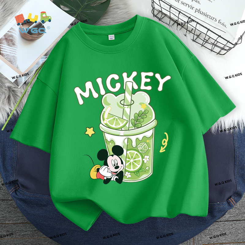 W.G.Q Áo thun bé trai / bé gái，mẫu mới mùa hè in hình Disney，chất liệu mềm mại thân thiện với da，thoáng khí hút mồ hôi