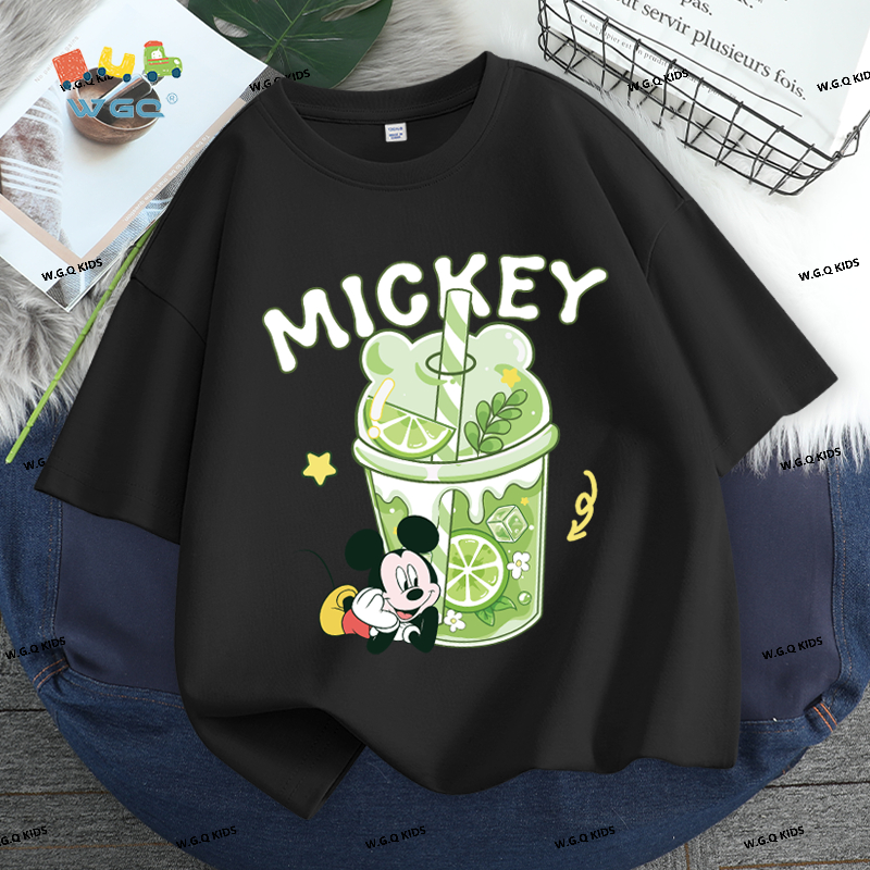 W.G.Q Áo thun bé trai / bé gái，mẫu mới mùa hè in hình Disney，chất liệu mềm mại thân thiện với da，thoáng khí hút mồ hôi
