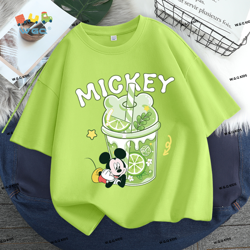 W.G.Q Áo thun bé trai / bé gái，mẫu mới mùa hè in hình Disney，chất liệu mềm mại thân thiện với da，thoáng khí hút mồ hôi