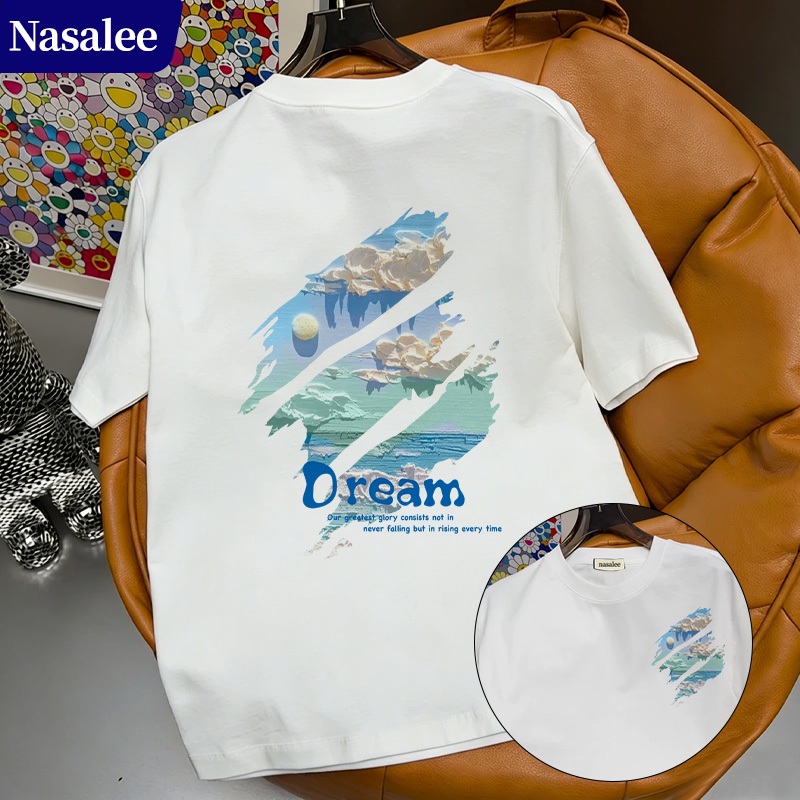 Áo phông tay ngắn NASA kiểu Mỹ hình bồ câu bầu trời 2026 Mẫu mới mùa hè xu hướng cotton unisex áo đôi