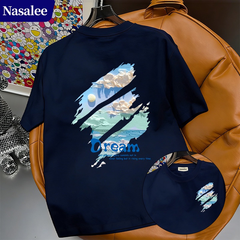 Áo phông tay ngắn NASA kiểu Mỹ hình bồ câu bầu trời 2026 Mẫu mới mùa hè xu hướng cotton unisex áo đôi