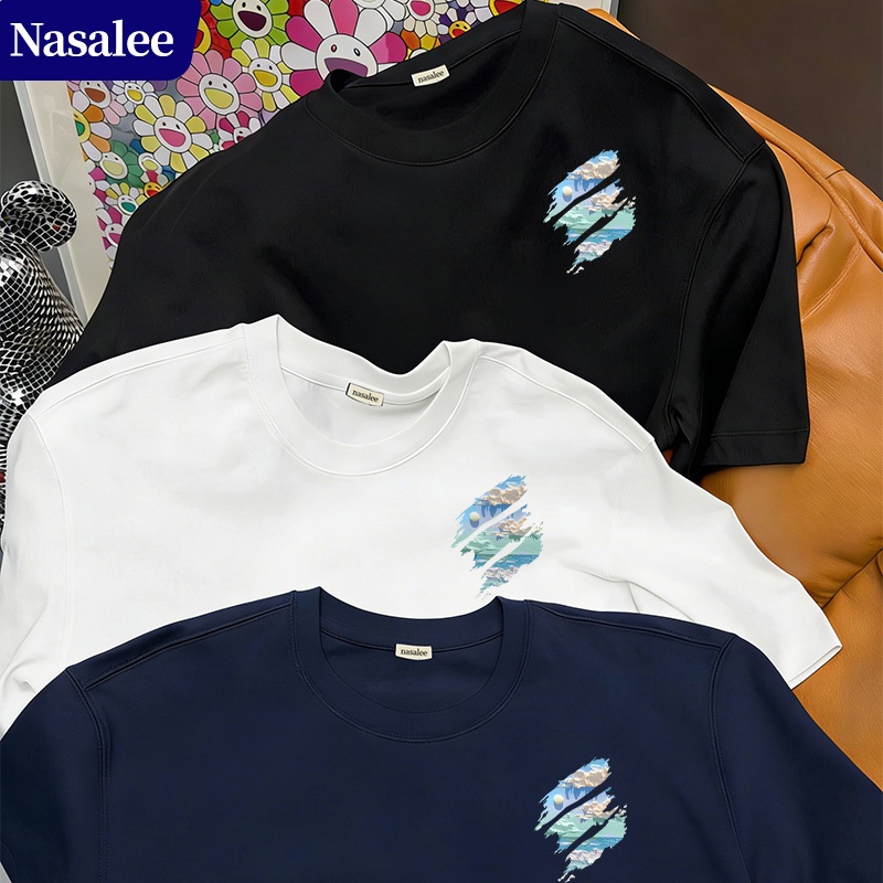 Áo phông tay ngắn NASA kiểu Mỹ hình bồ câu bầu trời 2026 Mẫu mới mùa hè xu hướng cotton unisex áo đôi