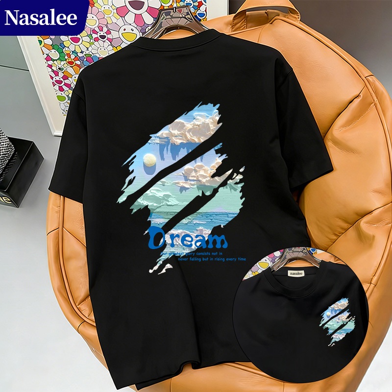 Áo phông tay ngắn NASA kiểu Mỹ hình bồ câu bầu trời 2026 Mẫu mới mùa hè xu hướng cotton unisex áo đôi