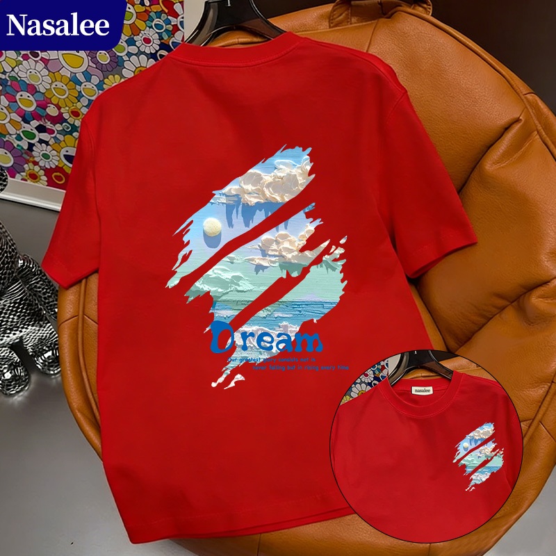 Áo phông tay ngắn NASA kiểu Mỹ hình bồ câu bầu trời 2026 Mẫu mới mùa hè xu hướng cotton unisex áo đôi