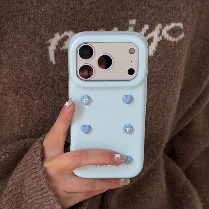 Ốp lưng cứng da hoa hình trái tim tương thích cho iPhone 14 pro max 15 pro max 16 pro max 17 pro max