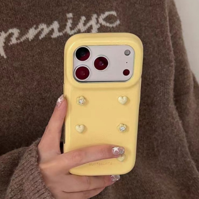 Ốp lưng cứng da hoa hình trái tim tương thích cho iPhone 14 pro max 15 pro max 16 pro max 17 pro max