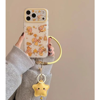 Bảo Vệ Toàn Diện Ống Kính Hoạt Hình Dễ Thương Màu Vàng Twinkle Starman Wrsit Dây Đeo Ốp Điện Thoại Cho iPhone 17Promax 17Pro 15 16 Promax Vỏ Mềm Mại Chống Sốc