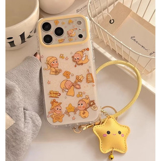 Bảo Vệ Toàn Diện Ống Kính Hoạt Hình Dễ Thương Màu Vàng Twinkle Starman Wrsit Dây Đeo Ốp Điện Thoại Cho iPhone 17Promax 17Pro 15 16 Promax Vỏ Mềm Mại Chống Sốc