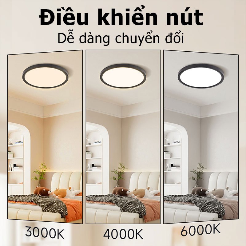 Đèn trần chống ẩm CANMEIJIA Độ sáng 20W / 30W / 40W Điều khiển từ xa thông minh Núm điều khiển từ xa Điều khiển ba màu LED có thể điều chỉnh tại nhà Đèn trần phòng khách