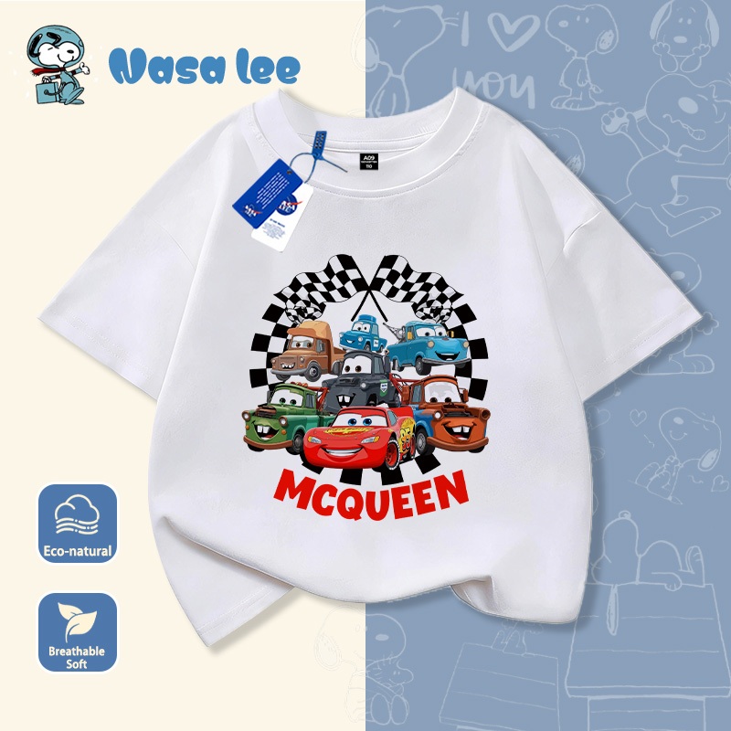 Áo thun Cars Đồ trẻ em mùa hè áo thun ngắn tay hoạt hình cotton cho bé trai và bé gái áo cổ tròn