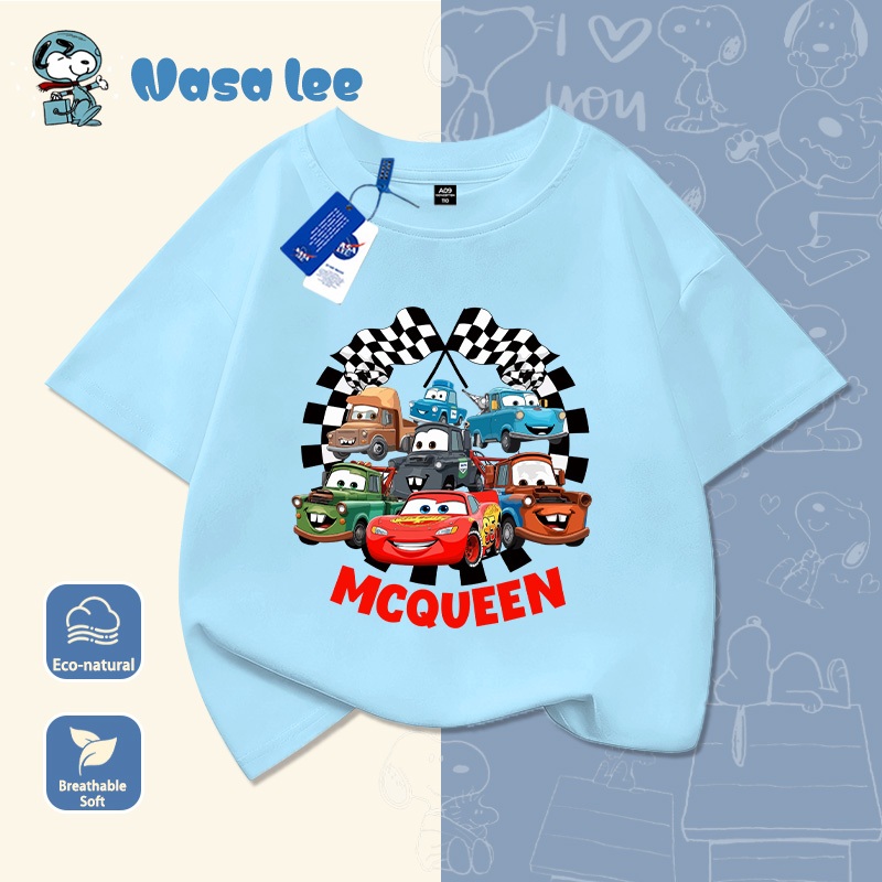 Áo thun Cars Đồ trẻ em mùa hè áo thun ngắn tay hoạt hình cotton cho bé trai và bé gái áo cổ tròn