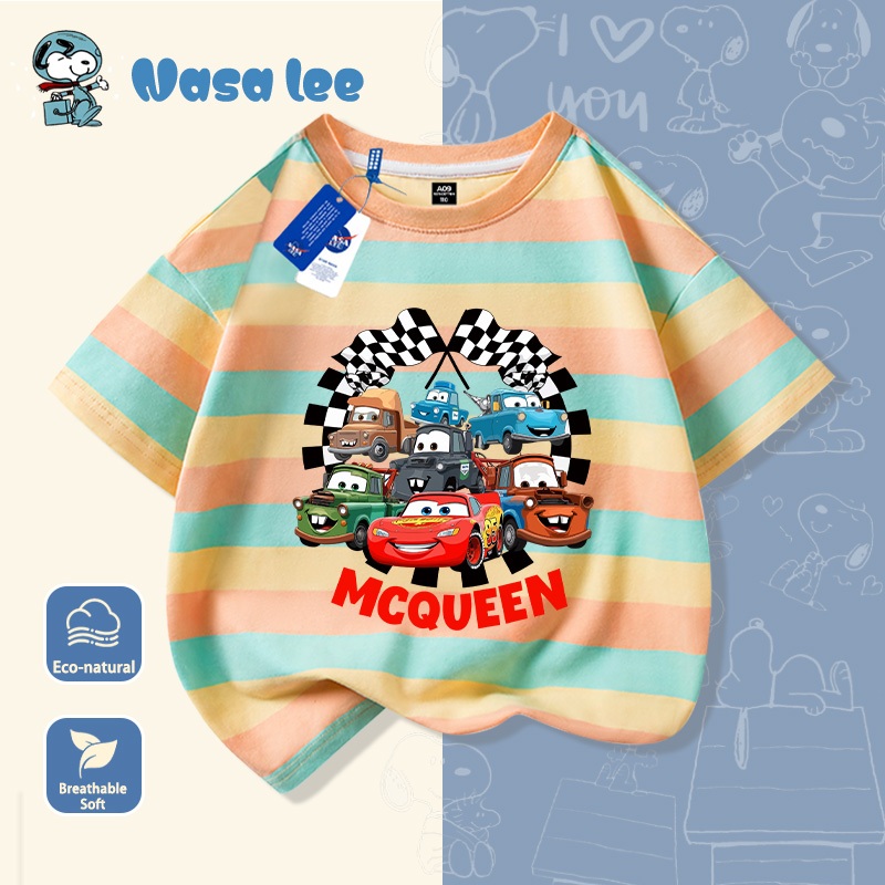 Áo thun Cars Đồ trẻ em mùa hè áo thun ngắn tay hoạt hình cotton cho bé trai và bé gái áo cổ tròn