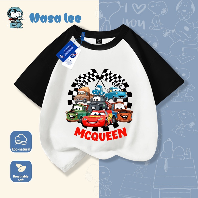 Áo thun Cars Đồ trẻ em mùa hè áo thun ngắn tay hoạt hình cotton cho bé trai và bé gái áo cổ tròn
