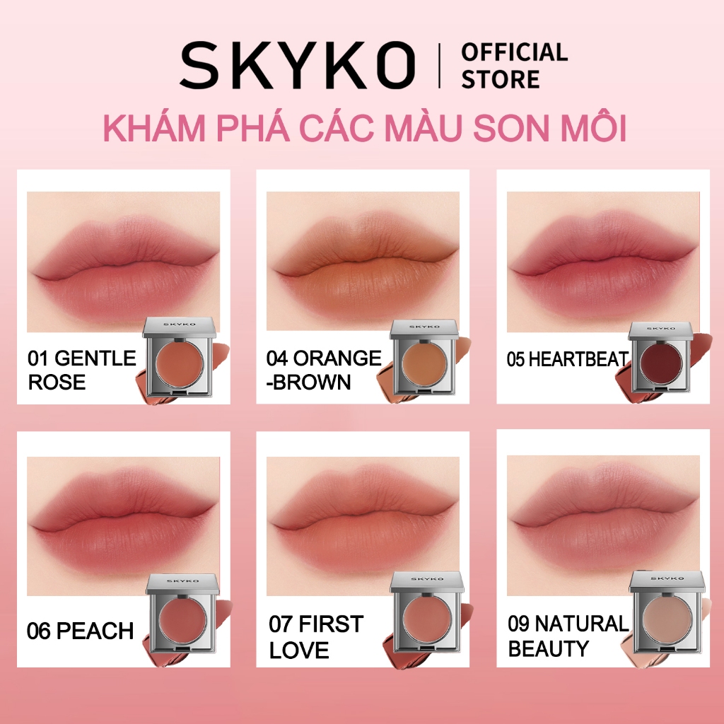 SKYKO Má hồng kem Son bóng 3 Trong 1 Blush Cream 6 Màu