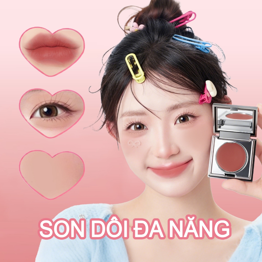 SKYKO Má hồng kem Son bóng 3 Trong 1 Blush Cream 6 Màu