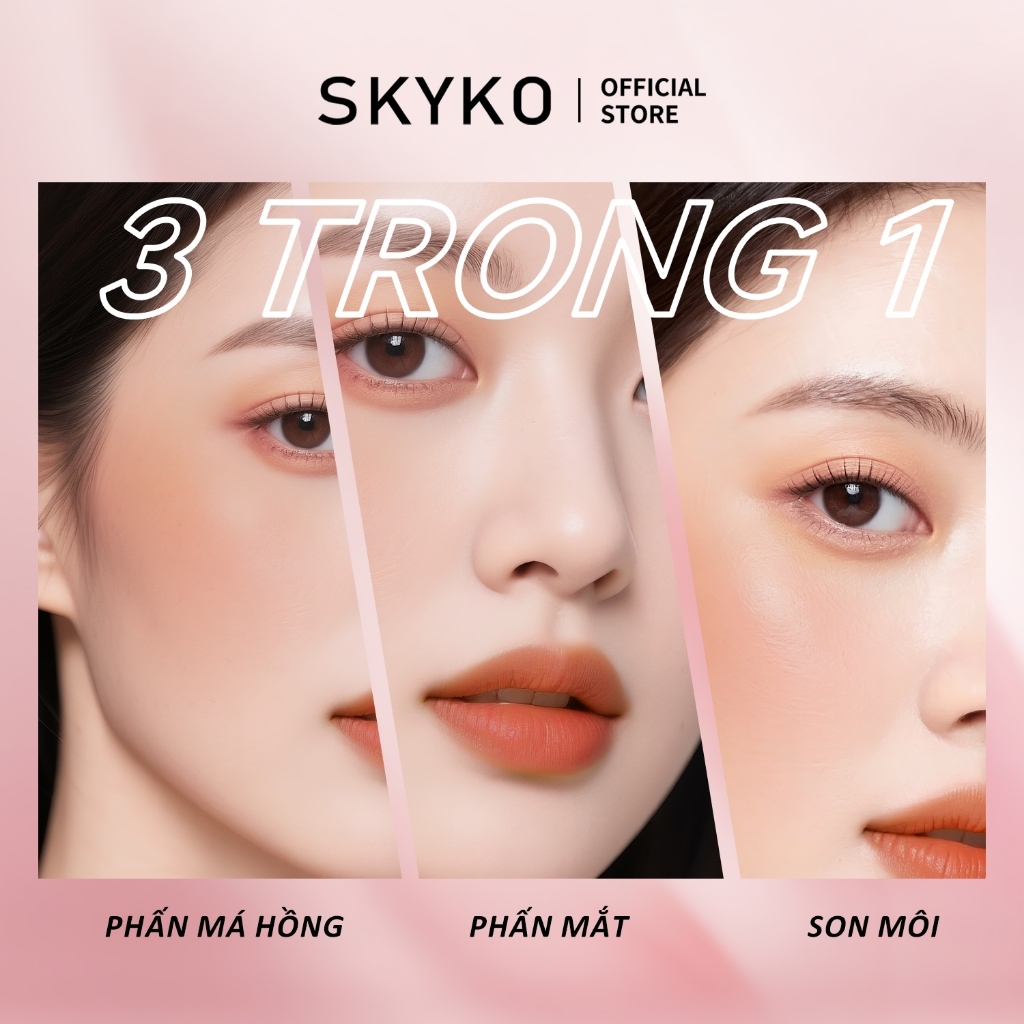[Môi] SKYKO Son thỏi lì kết hợp Son bóng 3 Trong 1 Cho Blush & Eyes Shadow & Lips 6 Màu Lâu Dài