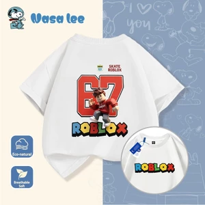 Áo thun ngắn tay cho trẻ em thế giới ảo Summer Leisure 2026 in hình công chức hoạt hình áo T-shirt cho trẻ lớn
