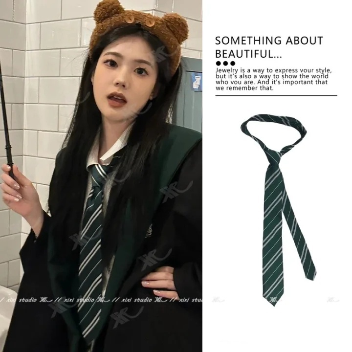 Mỹ JK Đồng Phục Sọc với cà vạt, phong cách preppy unisex