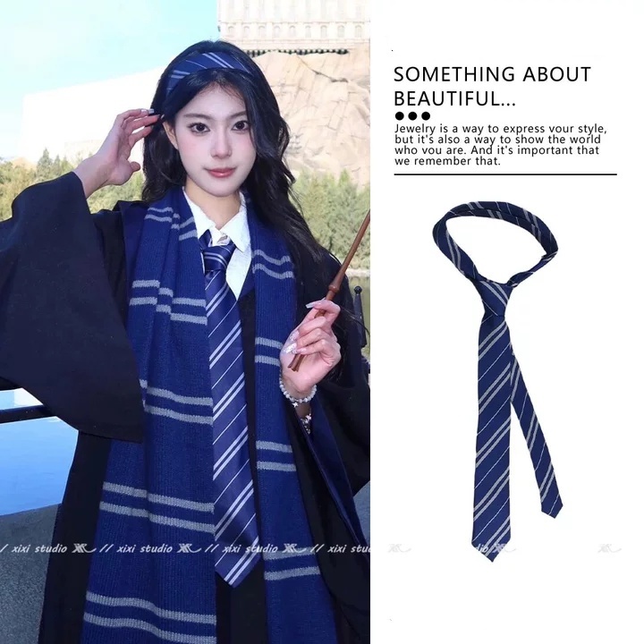 Mỹ JK Đồng Phục Sọc với cà vạt, phong cách preppy unisex
