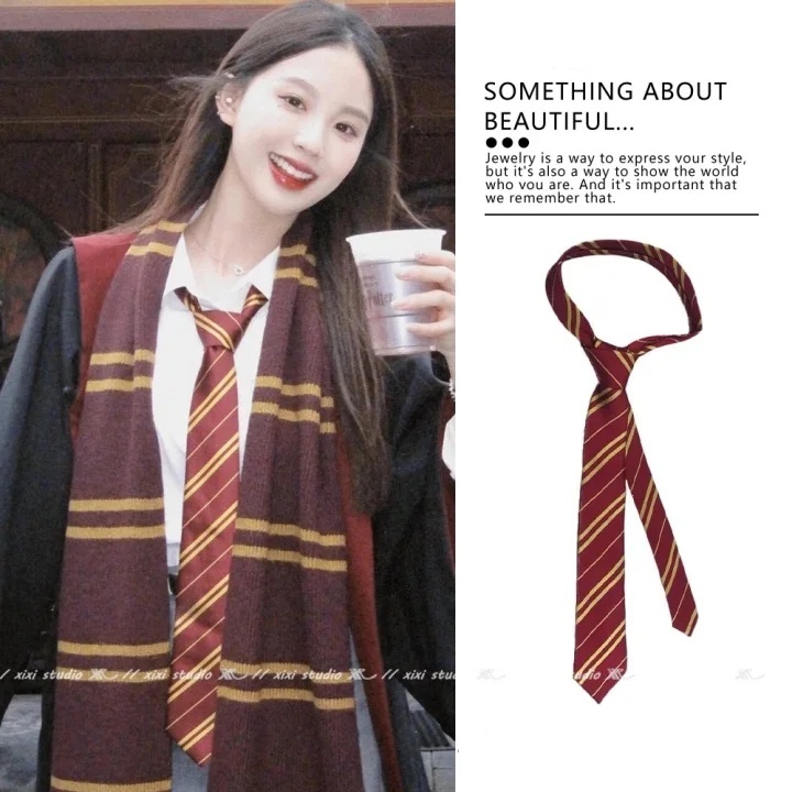 Mỹ JK Đồng Phục Sọc với cà vạt, phong cách preppy unisex