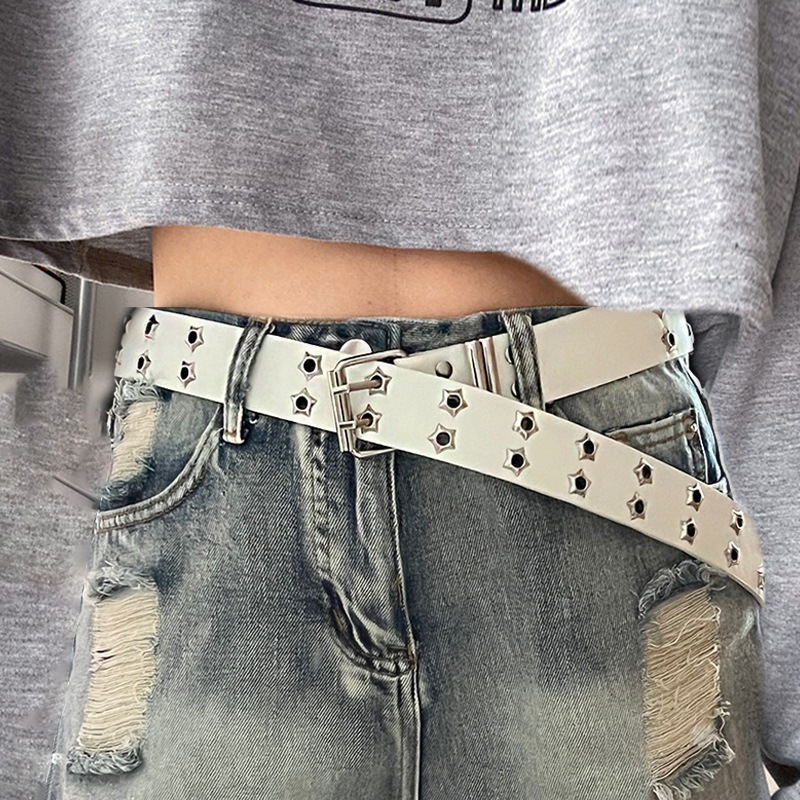 Thắt lưng nữ phong cách Hàn Quốcpunk hip-hop, dây gấp đôi