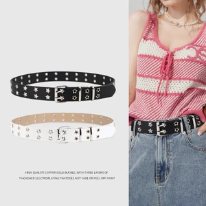 Thắt lưng thời trang nữ phong cách Hàn Quốcpunk, dây double row, phù hợp hip hop