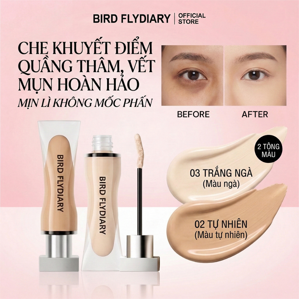 Kem Che Khuyết Điểm BFD Dạng Lỏng Che Mụn Che Phủ Cao Lâu Trôi Không Mốc Tự Nhiên Chính Hãng 14g