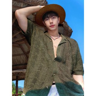 Retro Cũ Phong Cách Tiền Jacquard Cuba Cổ Áo Sơ Mi Nam Mùa Hè 2026 Mỏng Phong Cách Hợp Thời Trang Cao Cấp Nam Áo Sơ Mi Tay Ngắn