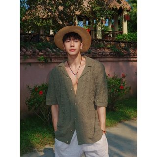 Retro Cũ Phong Cách Tiền Jacquard Cuba Cổ Áo Sơ Mi Nam Mùa Hè 2026 Mỏng Phong Cách Hợp Thời Trang Cao Cấp Nam Áo Sơ Mi Tay Ngắn