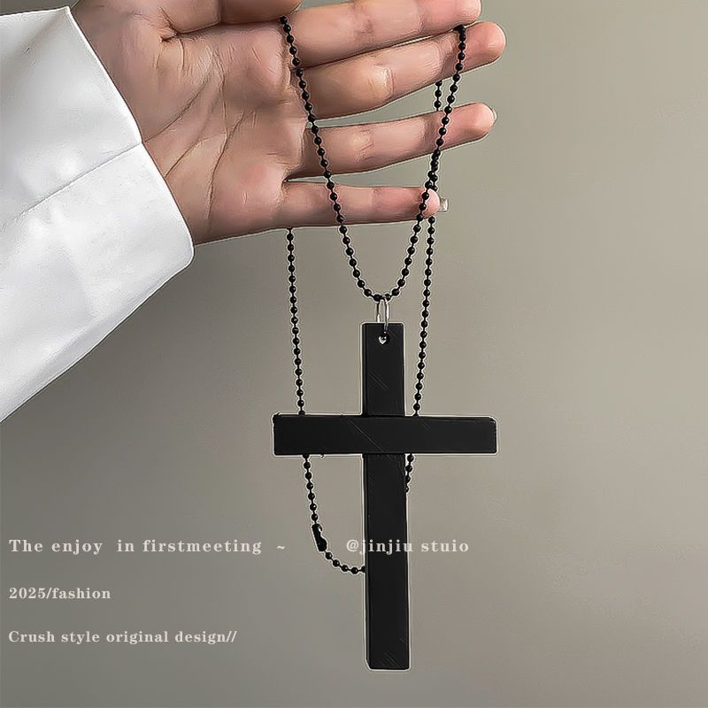 Vòng cổ nữ retro phong cách gothic với thiết kế xếp chồng chữ thập ngọt ngào mát, phù hợp cho cô gái năng động