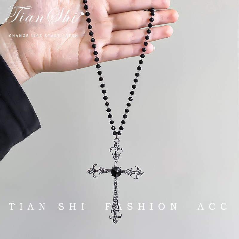 Vòng cổ nữ retro phong cách gothic với thiết kế xếp chồng chữ thập ngọt ngào mát, phù hợp cho cô gái năng động
