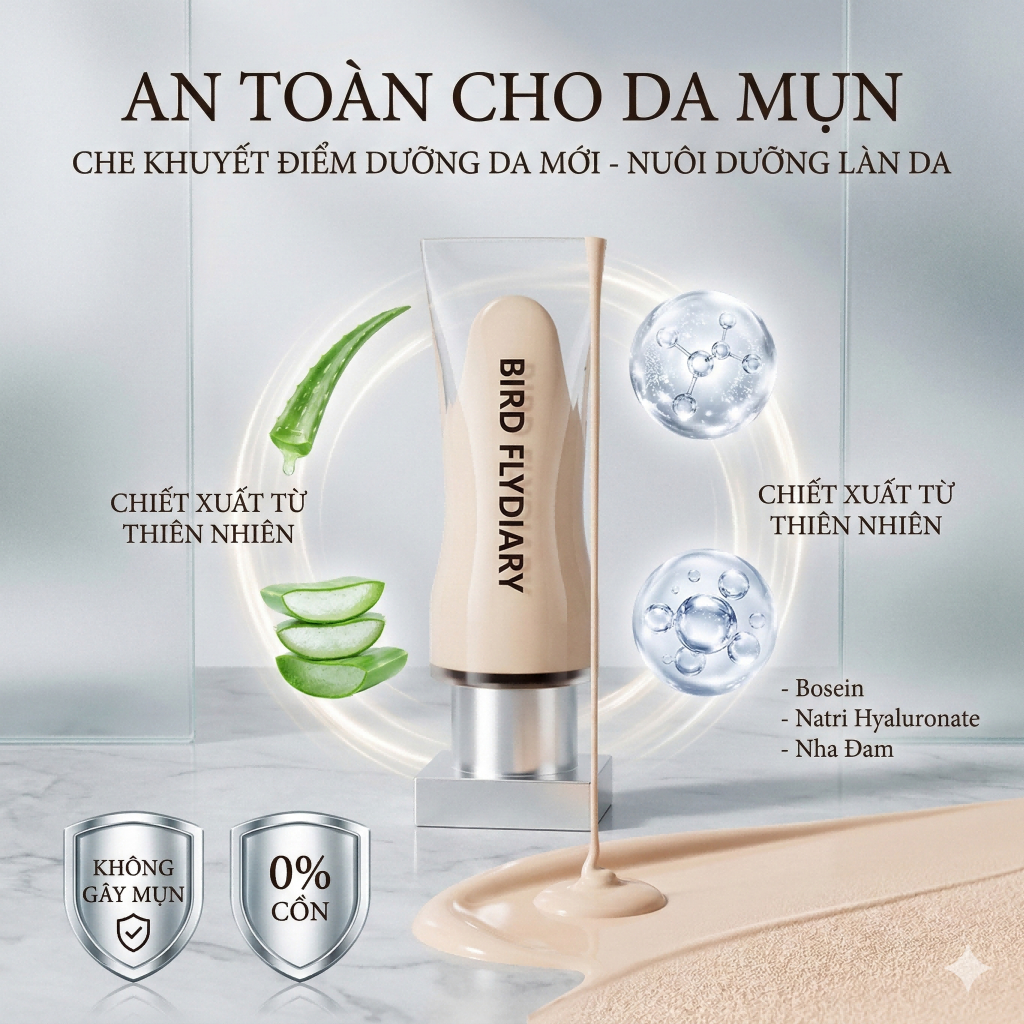 Kem Che Khuyết Điểm BFD Dạng Lỏng Che Mụn Che Phủ Cao Lâu Trôi Không Mốc Tự Nhiên Chính Hãng 14g