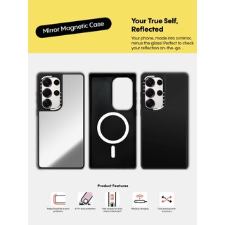 CASECASE X Matte Black & Sliver Mirror Vỏ hút từ tính Samsung Galaxy S26 S25 S24 S23 Ultra Plus Mặt sau cứng có hộp khắc logo