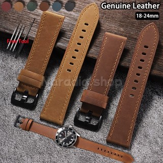 18-24mm Crazy Horse Dây đeo đồng hồ da thật dành cho doanh nghiệp Dây đeo đồng hồ bằng da mềm dành cho nam nữ để thay thế dây đeo cổ tay