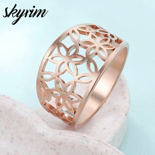 Nhẫn Vintage Hoa bằng Thép Không Gỉ cho Lễ Cưới